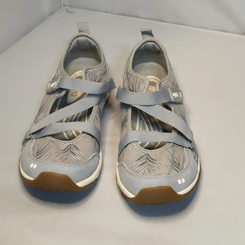 Ryka Kailee Palm Mesh Gray Mary Jane Adjustable Slip On Sneakers Size 6